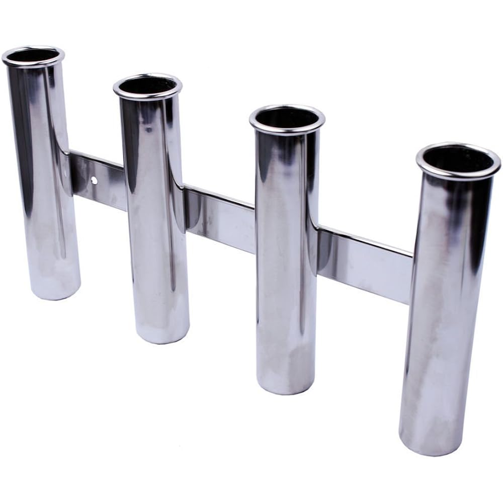 NUZAMAS Fishing Rod Holder Marine Grade Stainless Steel 4 Tube Rack Boat Yacht Side Mount Heavy Duty