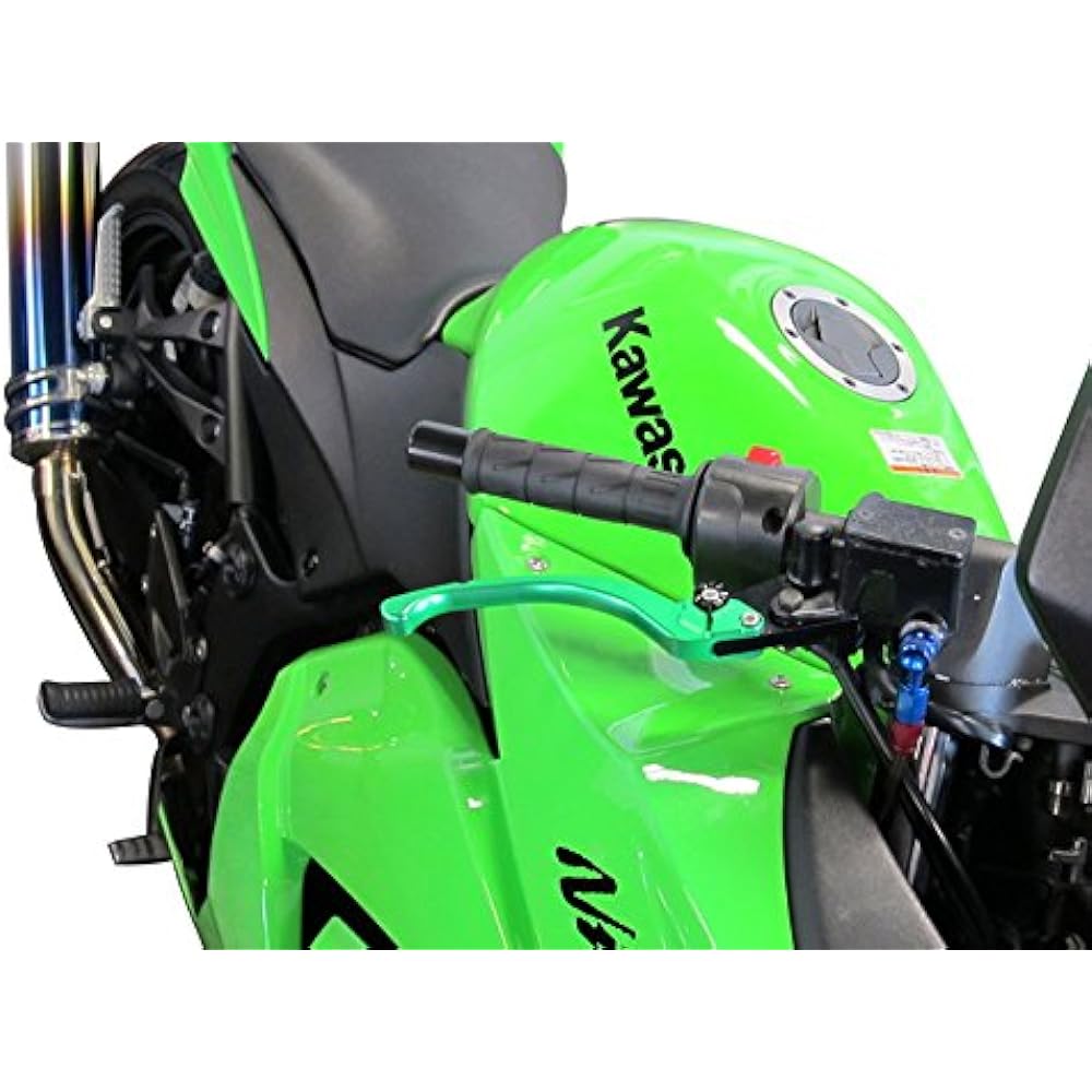 U-KANAYA Aluminum billet lever left and right set TYPE-T Lever: Black/Adjuster: Green Kawasaki [Ninja250] [Ninja400(18-)] [Z250] [D Tracker X] [KLX250] [Velsys 250] [250TR]