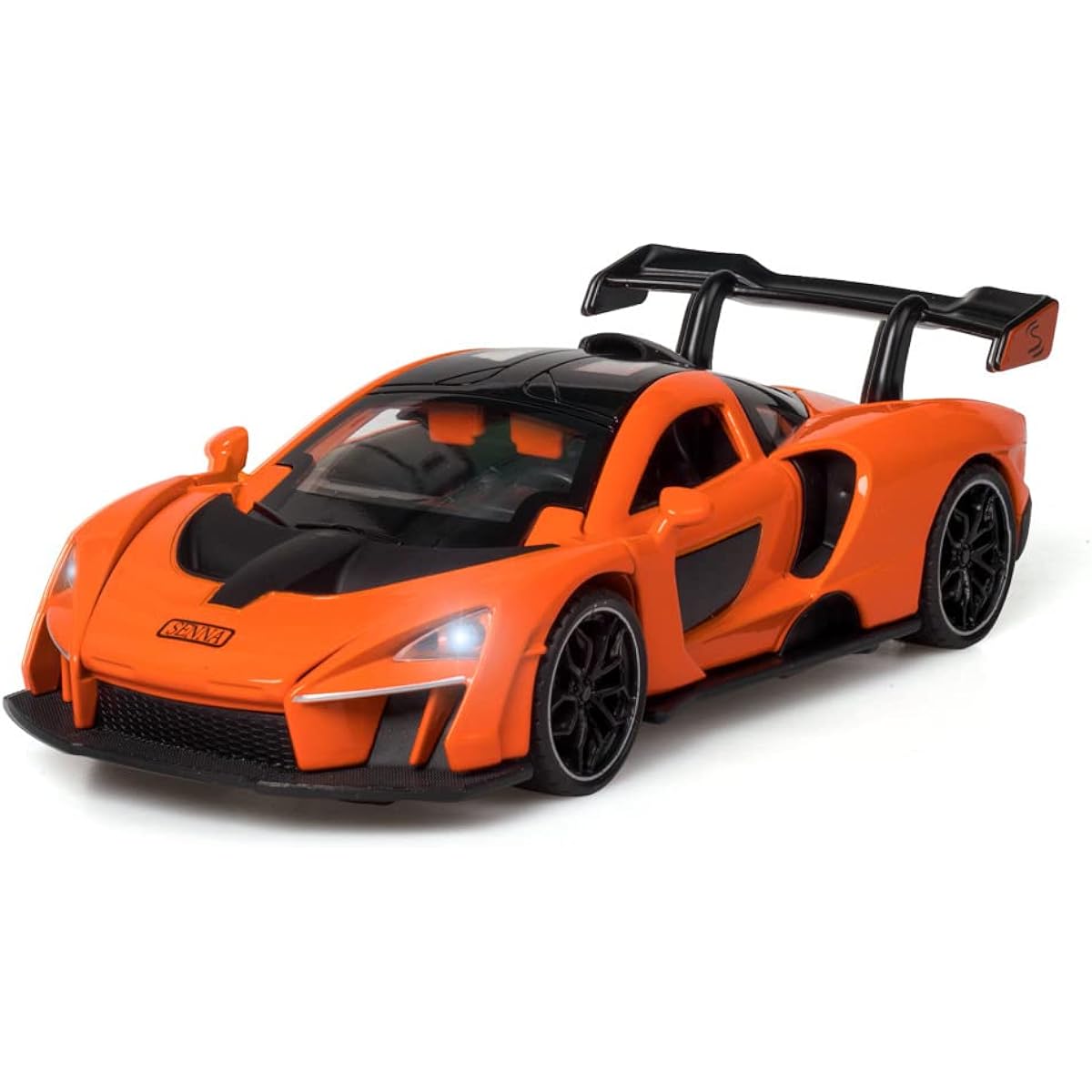 Alloy Collectible Orange McLaren Senna Toy Vehicle Pull Back Diecast Car with Lights and Sounds