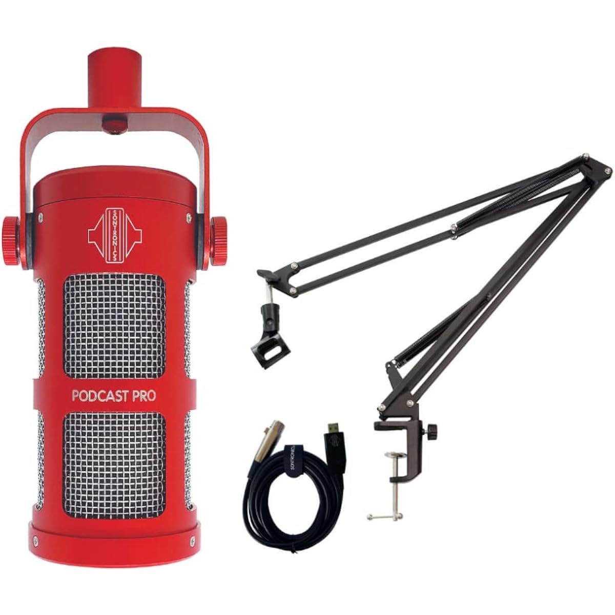 SONTRONICS Super Unidirectional Dynamic Microphone for Podcasts PODCAST PRO Stand Set RED Red