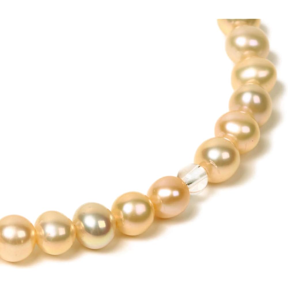 Nenjudo <Made in Japan Prayer Beads> Women's Freshwater Pearls (Pink Orange) with Crystal [Bead Bag Included] Pure Silk Tassel (100% Silk) Domestic Handmade Prayer Beads that Can Be Used by All Sects [Long-established Prayer Bead Manufacturer Founded Ove