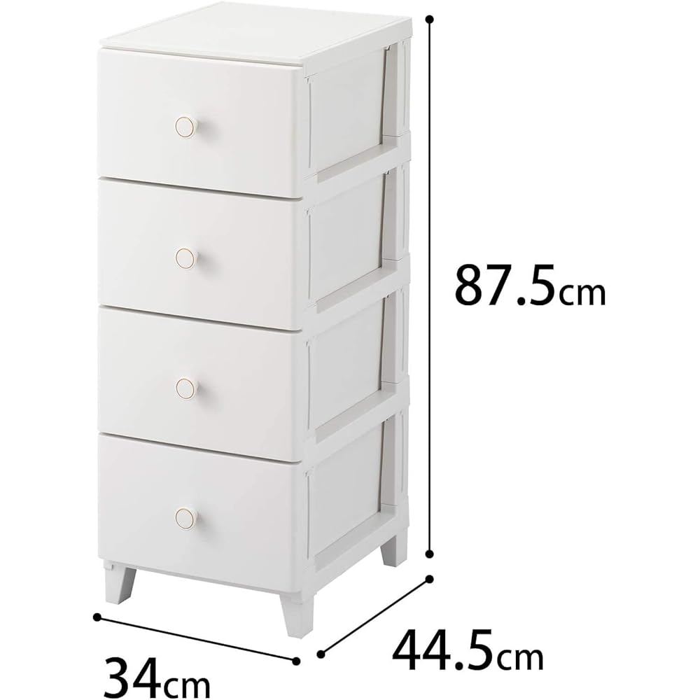 Sanka Storage Chest 4 Tiers Light Gray Color (Width 34 x Depth 44.5 x Height 87.5cm) Rooms Convesso RCO-S344LGY Made in Japan