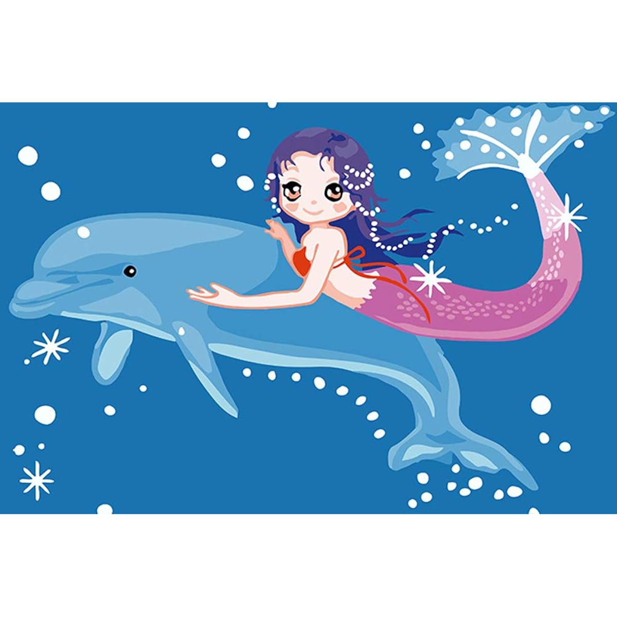 Wowdecor Paint by Number Mermaid Dolphin Animal for Kids 8-12 Years Old Teens with Frame (Mermaid)