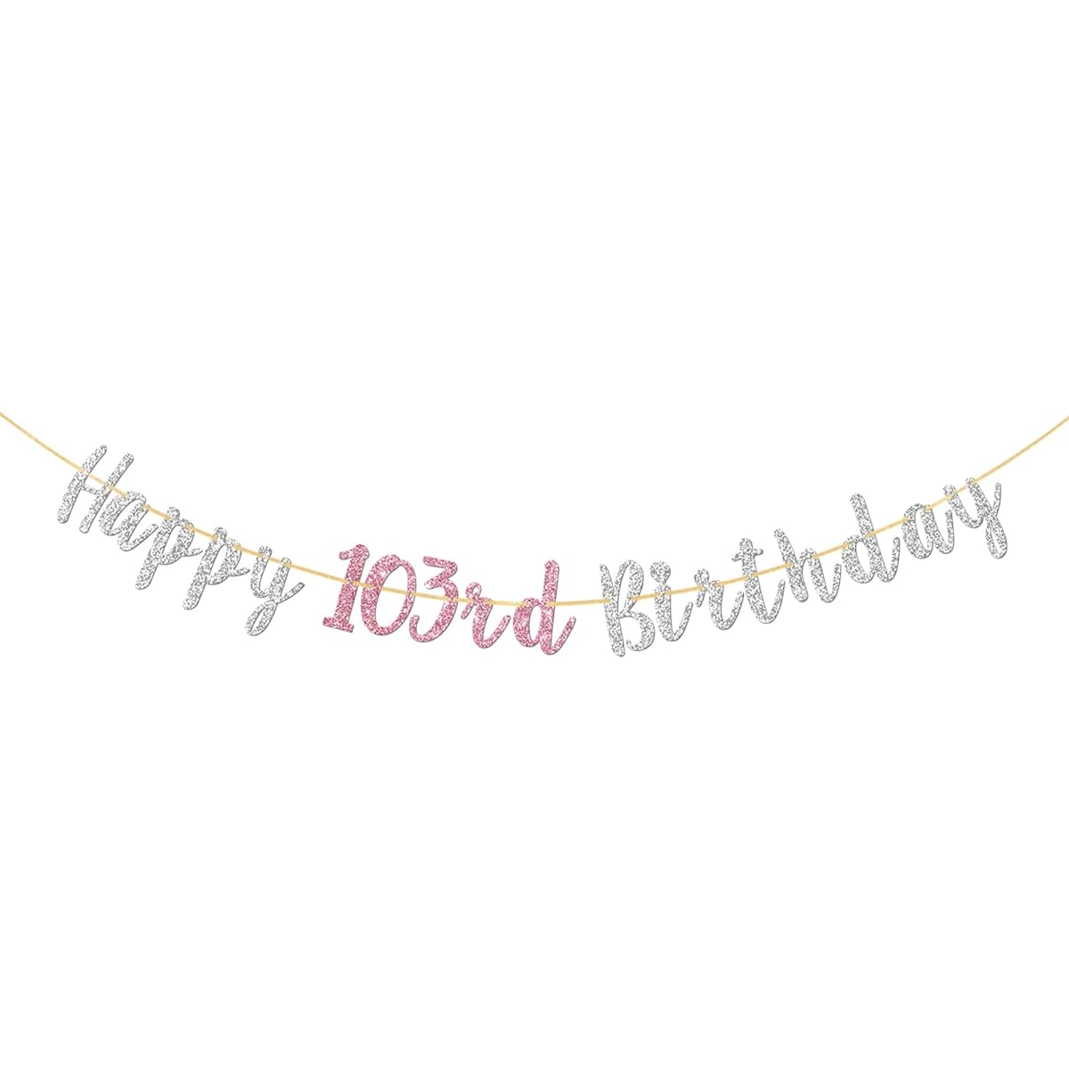 Halodete Happy 103rd Birthday Banner for Women, 103 Years Old, 103rd Birthday Gifts, 103rd Birthday Gifts, 103rd Party Garland, Bunting Decorations, Silver Glitter