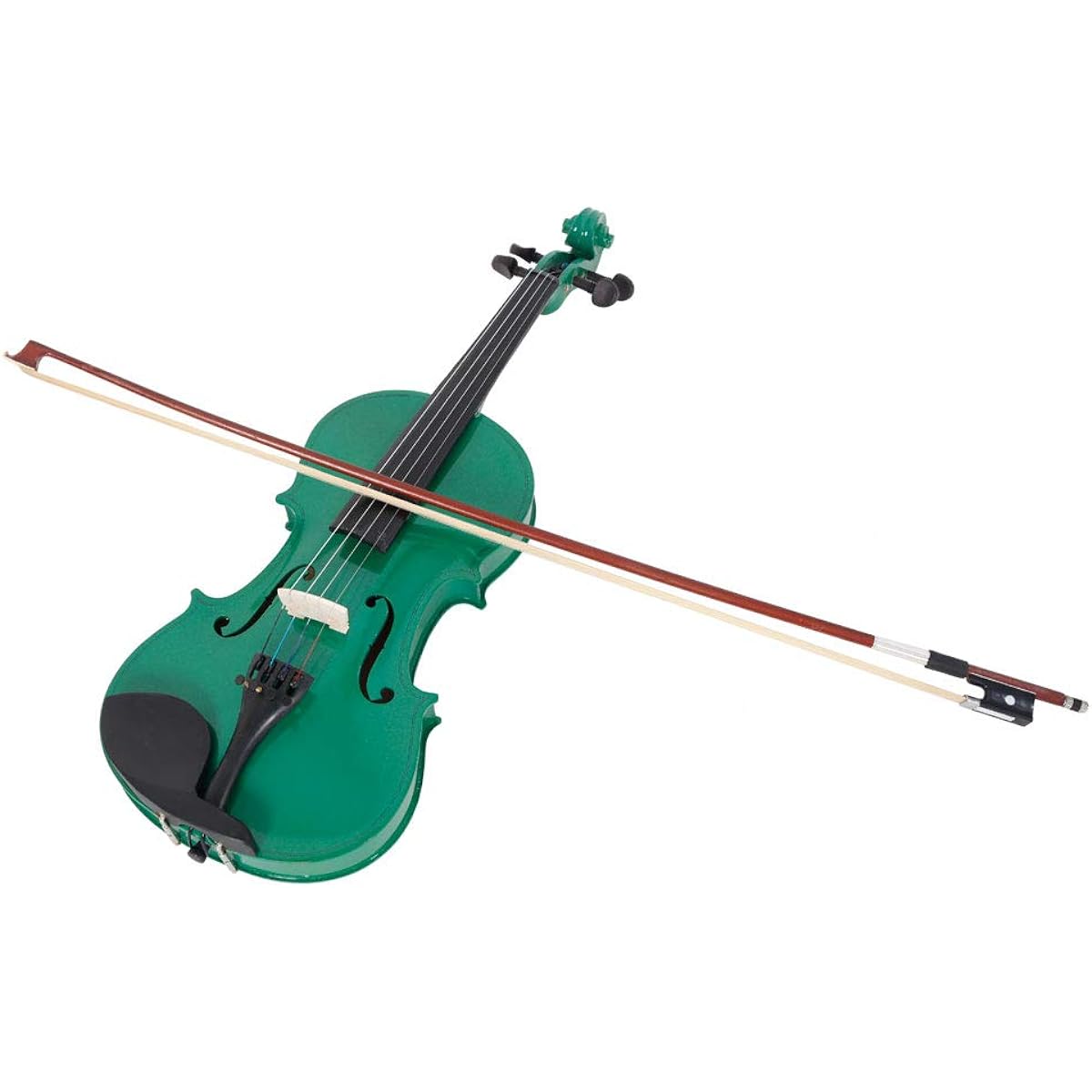 Acoustic Violin, Solid Wood Fiddle with Bow Case Rosin, String Instrument Violin Beginner Adult Boys Girls Children (4/4-Green)