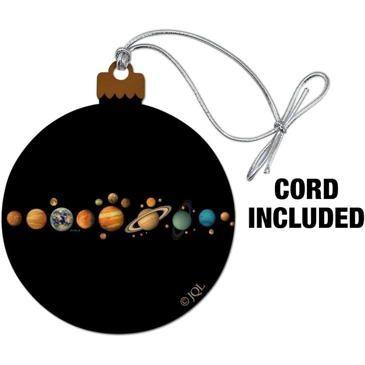 Solar System Planet Order Mercury Venus Earth Mars Jupiter Saturn Wood Christmas Tree Holiday Ornament