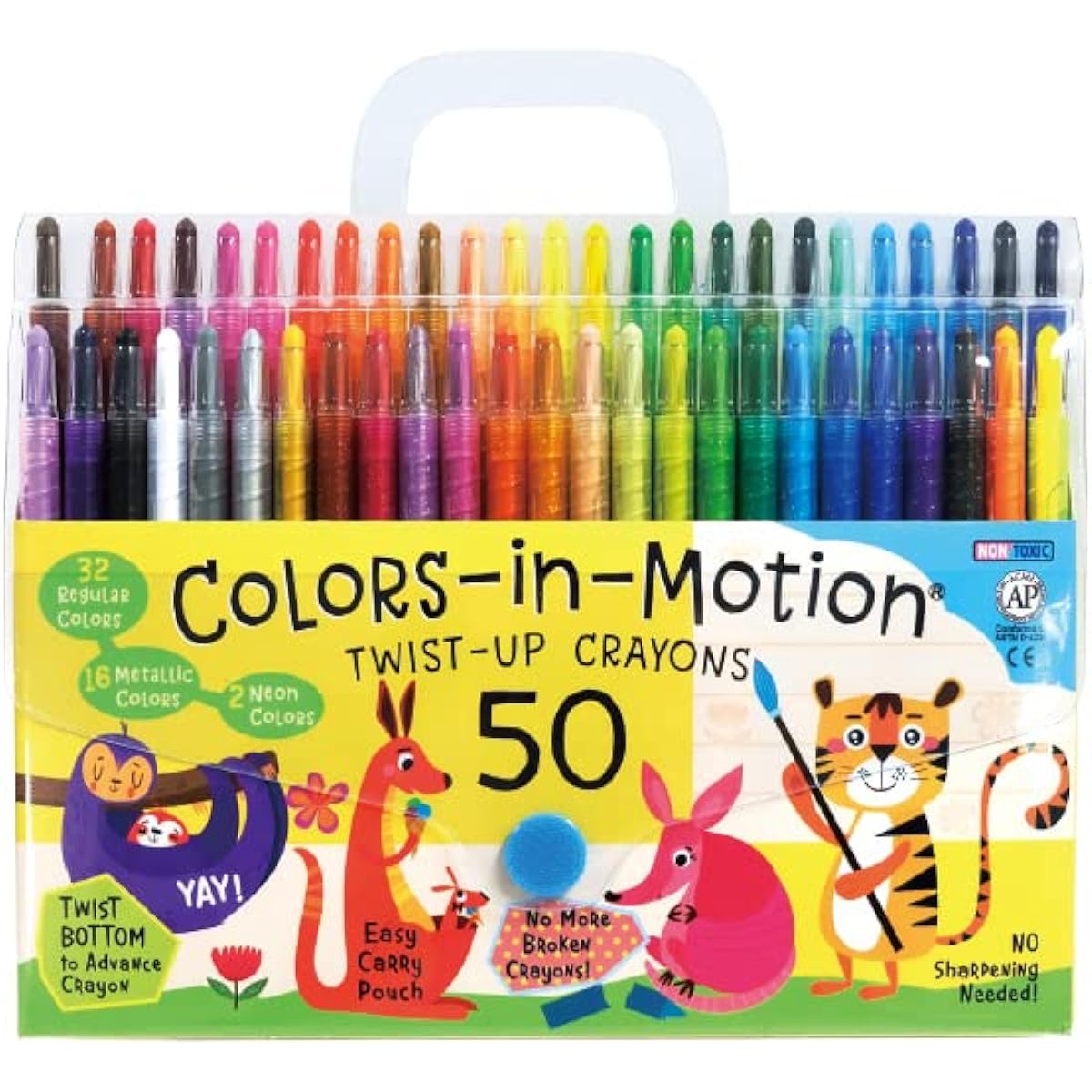 Colors-in-Motion Twist Up 50 Color Set Crayons (Twistable, 7" Length)