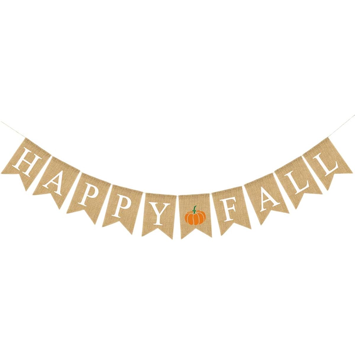 BESTOYARD Happy Fall Letter Bunting Banner Decorative Linen Burlap Banner Swallow Tail Pull Flags Party Supplies for Thanksgiving (Pumpkin)