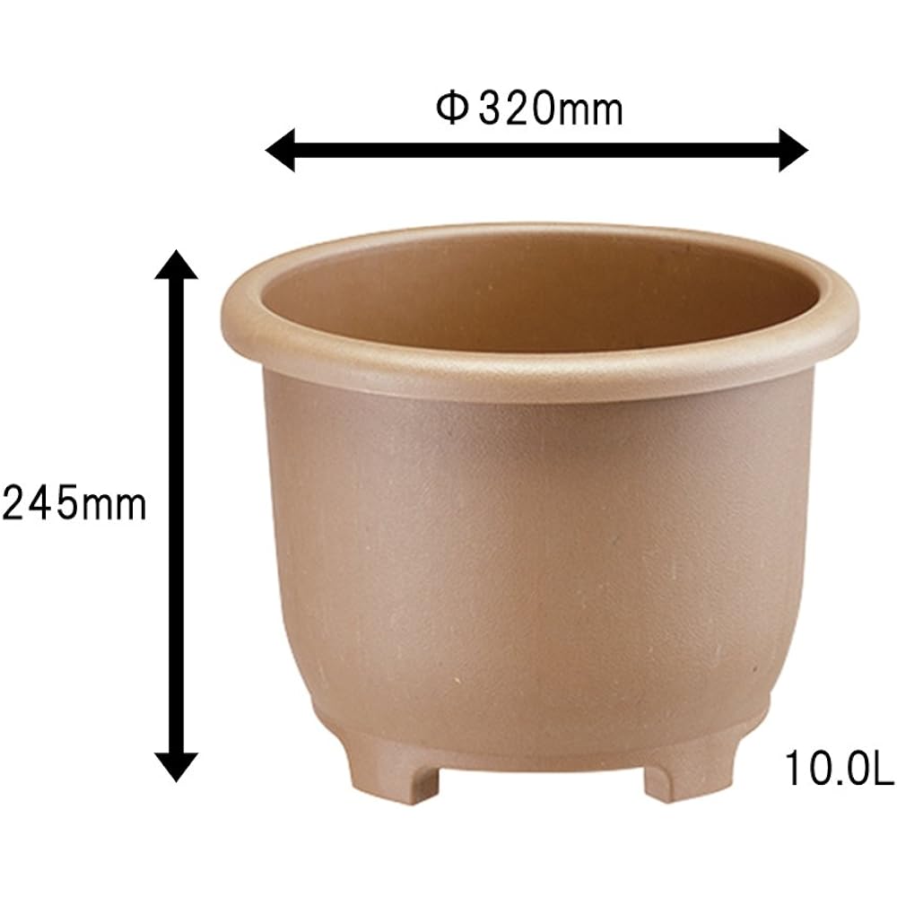 Yamato Plastic eco&eco Win Planter Round 32 Type Φ320 x H245mm Eco Brown Set of 4
