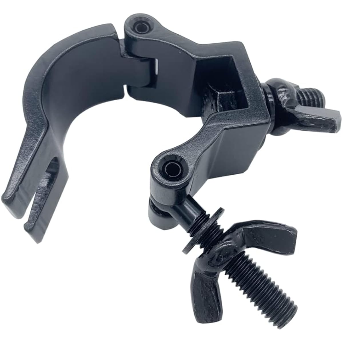 Black Quick Lighting Clamp 1.25 - 1.38" Heavy Duty Aluminum Alloy 165lb Hook Clamp for 32 - 35mm OD Pipe DJ Lighting Truss, 2 Pack