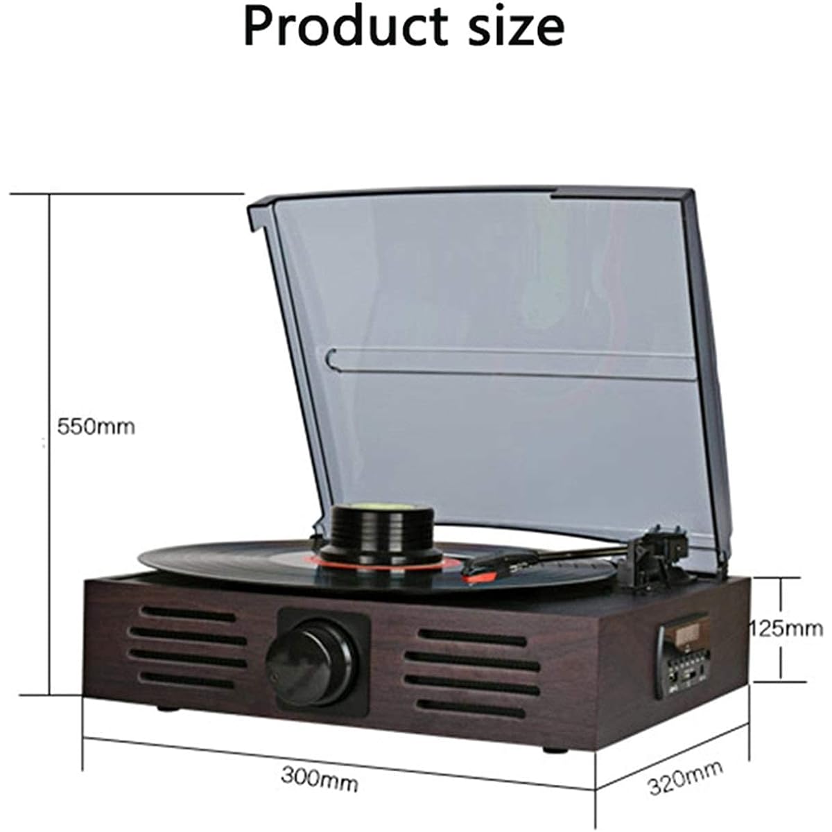 Record Player Retro, AM FM Radio Vinyl Record Player Speaker Turntable Multifunction LP Record Player Imitation Play