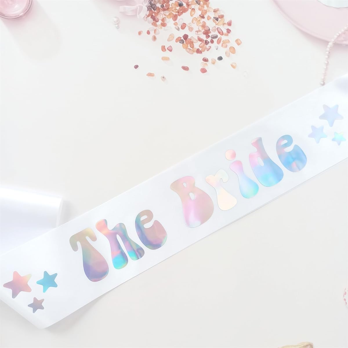 The Bride Iridescent Sash 70's Retro Hippie Disco Theme Bachelorette Bridal Shower Engagement Party Decoration Miss to Mrs Future Wifey Feyonce Future Mrs Sash