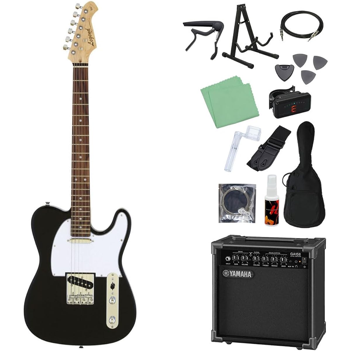 LEGEND LTE-Z Electric Guitar Beginner 14-piece Set [Yamaha Amplifier Included] BK Telecaster Type Legend