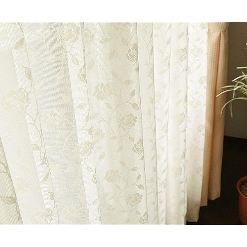 Made in Japan, flower design mirror lace curtains that are hard to see from the outside, 100cm wide x 203cm long (set of 2)
