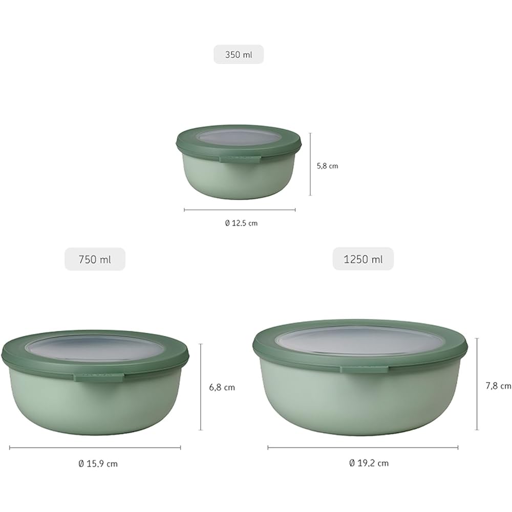 Mepal Cirqula 350/750/1250) 3 DLG Nordic Black 3 Plastic Set, Plastic, Nordic Schwarz, 19.2 x 8 x cm