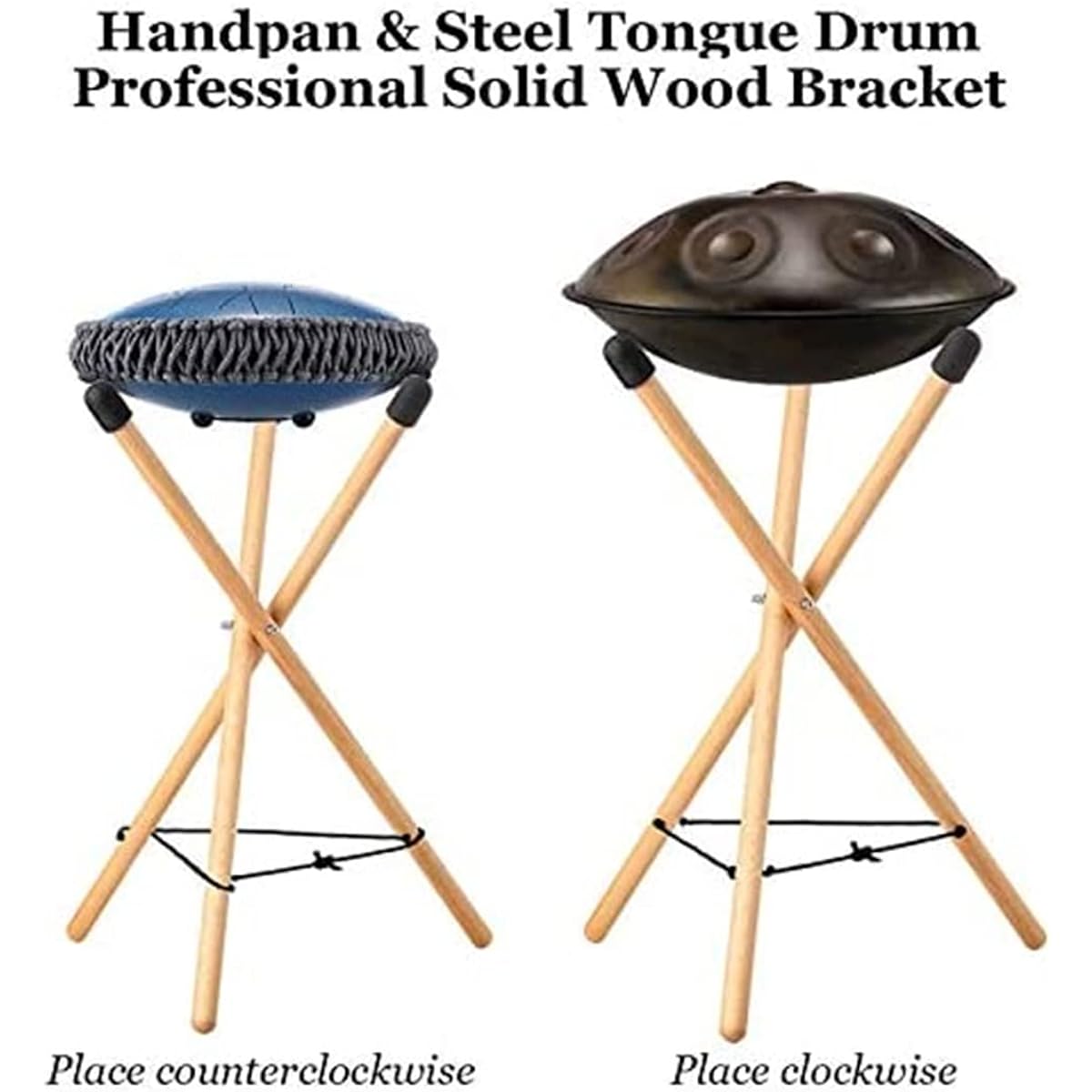 Stand Suitable for Steel Tongue Drum, Ethereal Drum, Triangular Wet Wood Snare Stand, Adjustable Triangular Wet Wood Snare Stand, Perfect for 10 to 22 inch Drum Percussion Instruments (L)