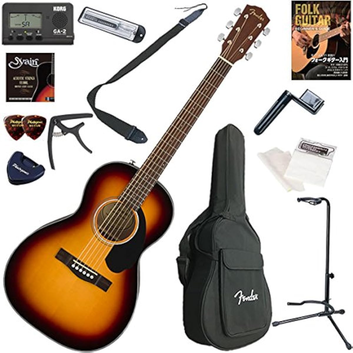 Fender Acoustic Guitar Beginner's Easy 13-Piece Set CP-60S/3CS (3-Color Sunburst)