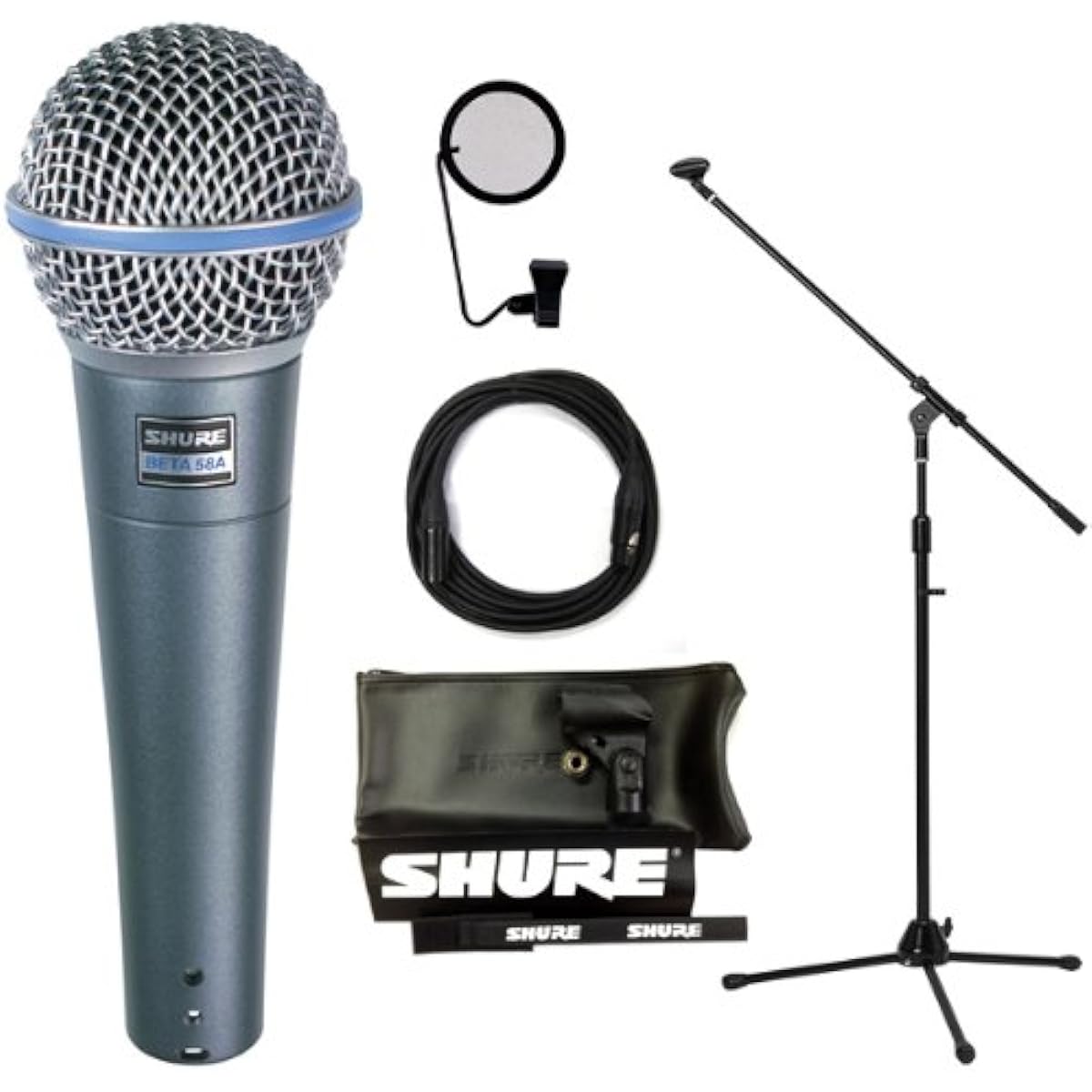 [9-piece set including microphone stand + pop blocker + microphone cable] SHURE Beta 58A vocal microphone