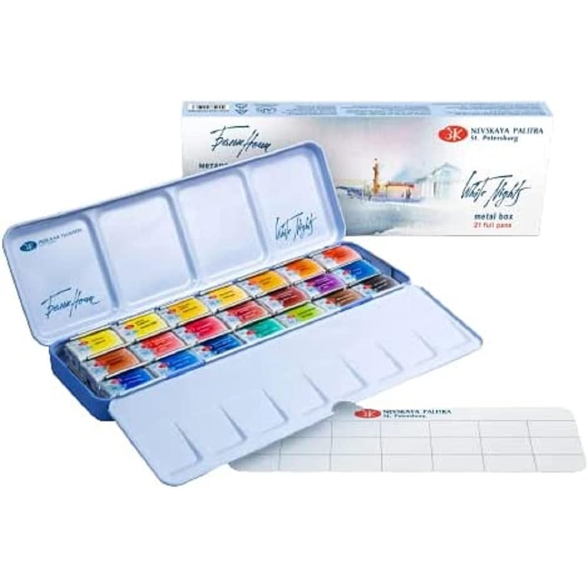 WHITE NIGHTS Watercolor Paint Set, 21 Full Pens, Metal Case, Ultra Fine Watercolor
