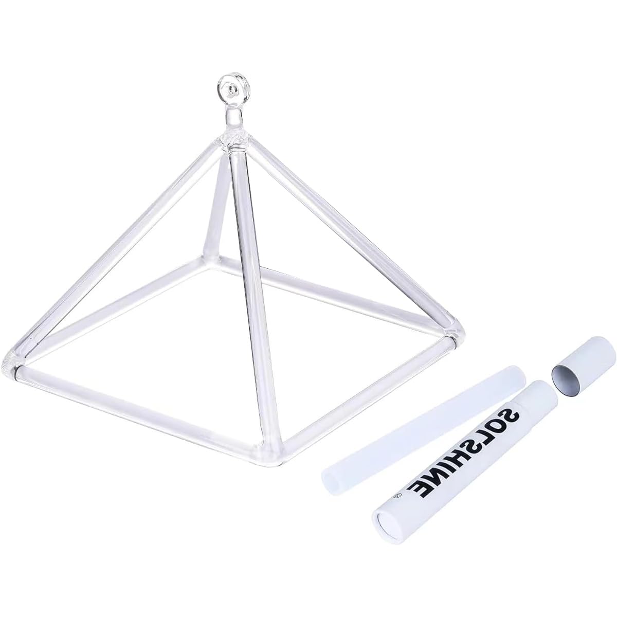 SOLSHINE Crystal Singing Pyramid 10" Faux Leather Singing Pyramid Carry Case Crystal Singing Bowl Suede Striker