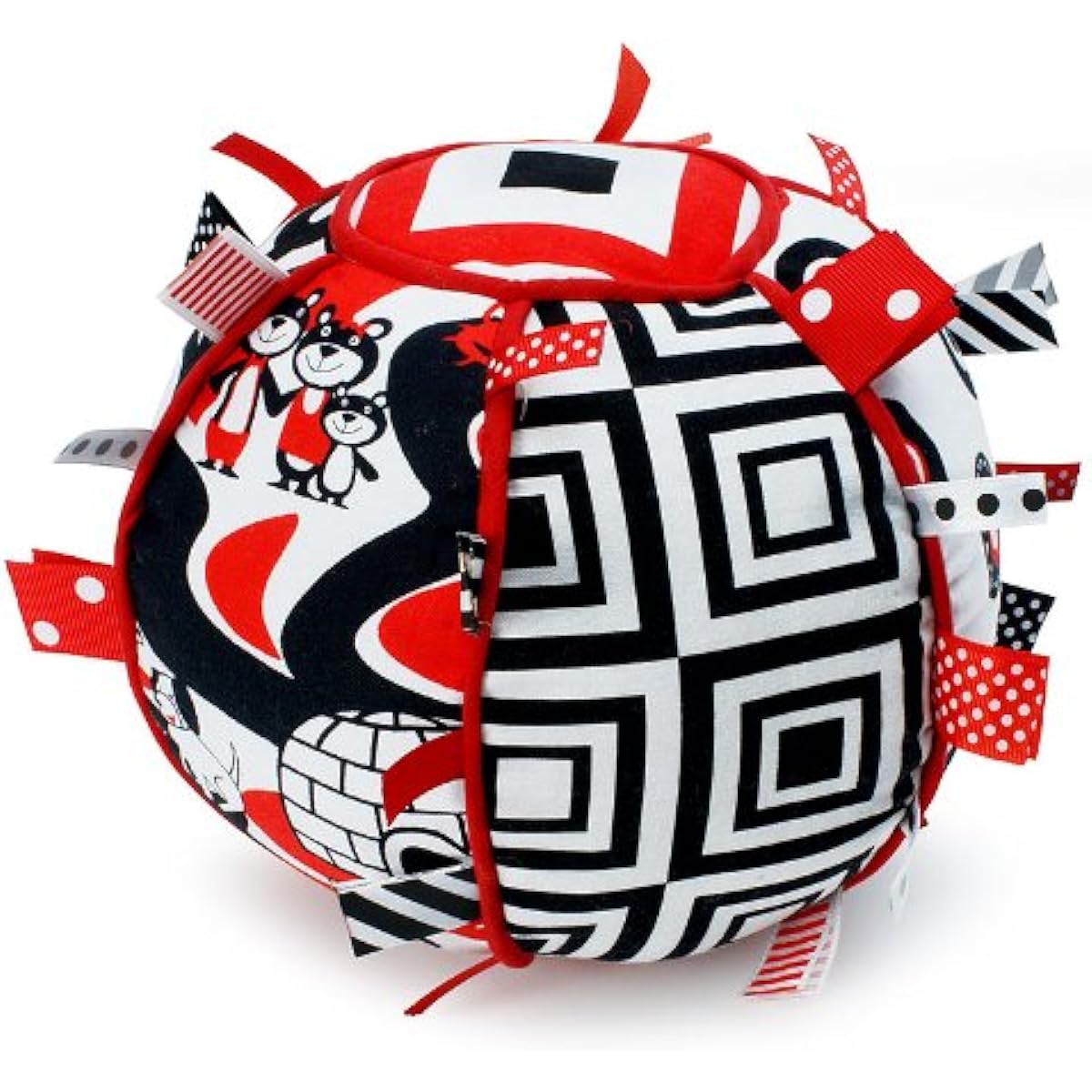 Ribbon Tag Ball - Black, White & Red