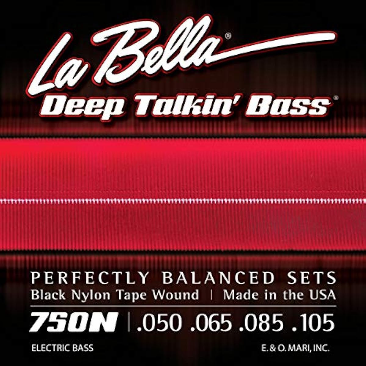 LA BELLA Bass Strings 750N Black Nylon Tape Light 50-105