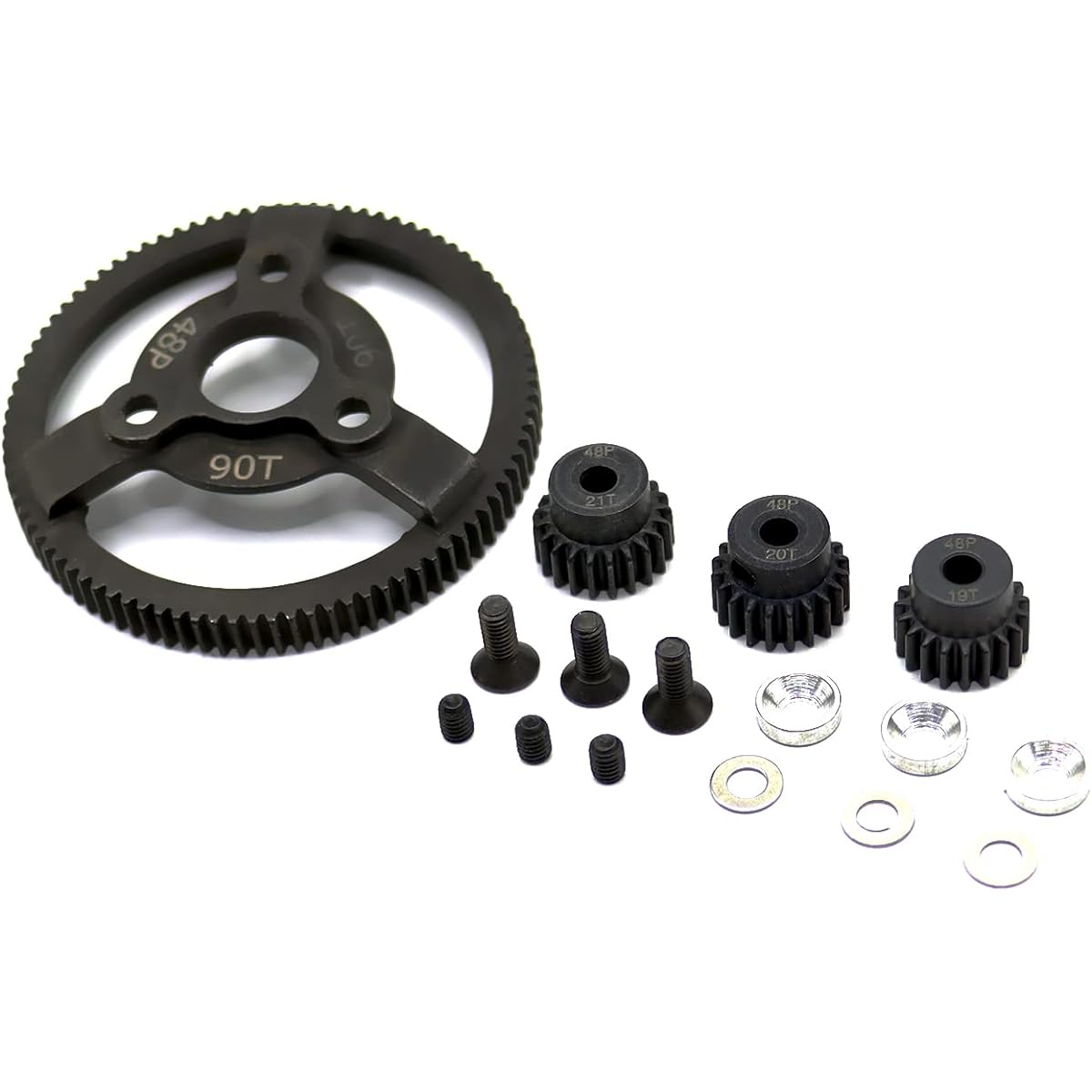 Mesimsple Steel Slash 2WD Spur Gear 90T 32P & Pinion Gear 19T 20T 21T 1/10 2WD Rustler Stampede Transmission Gear Upgrade Parts