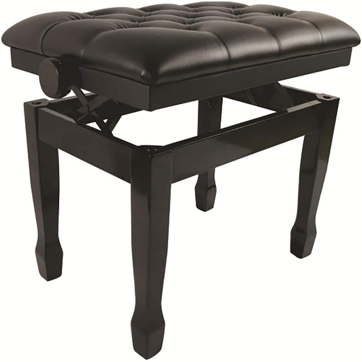 Piano Bench Single Solid Wood Lifting Piano Stool Luxury Horseshoe Foot Piano Stool PU Leather Piano Stool Piano Chair (Color: Black, Size: 68x38x48cm)