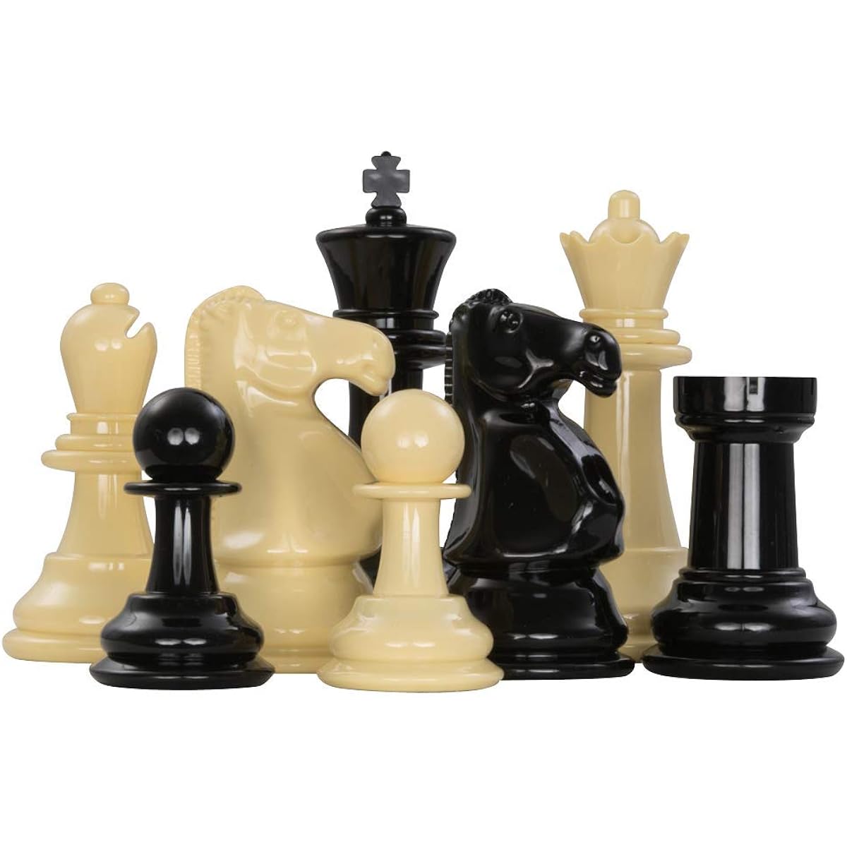 MegaChess Large Premium Chess Set, 8" Tall King, Black and Ivory, Includes Quick-Fold Nylon Mat