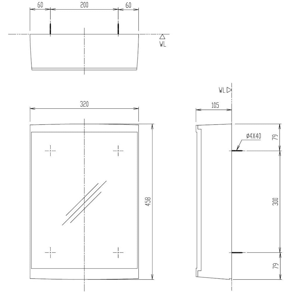 LIXIL INAX Mirror Cabinet 320 x 105 x 458 (Mirror 304 x 3 x 406) TSF-126