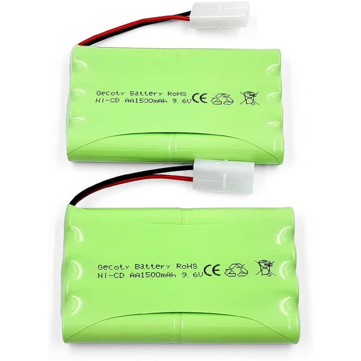 Gecoty 9.6V RC Battery 2 Pack 1500mAh Ni-Cd Rechargeable 8 Cell AA Battery Pack with Standard Tamiya Plug for RC Car Truck Tank Model Battleship
