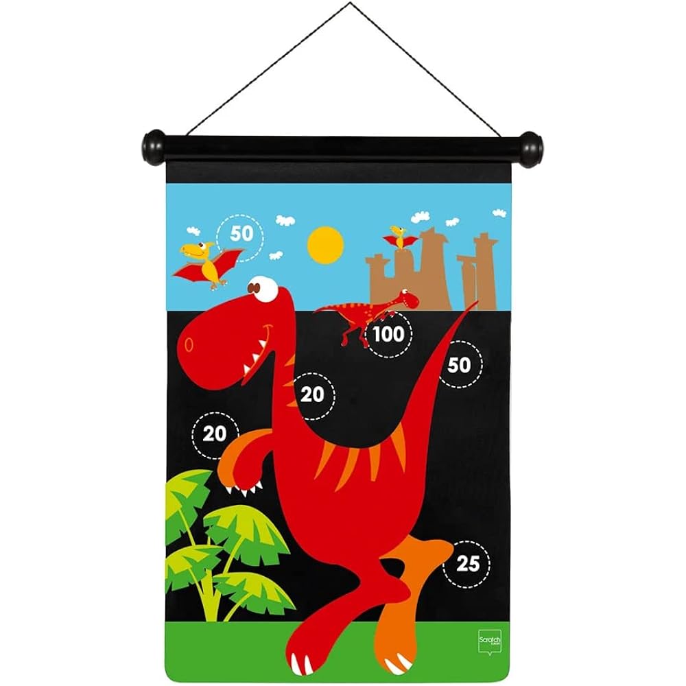 Scratch Magnetic Dart Game Dinosaur Double Sided Soft Dart Board Wall Hanging 6182017 Genuine Product