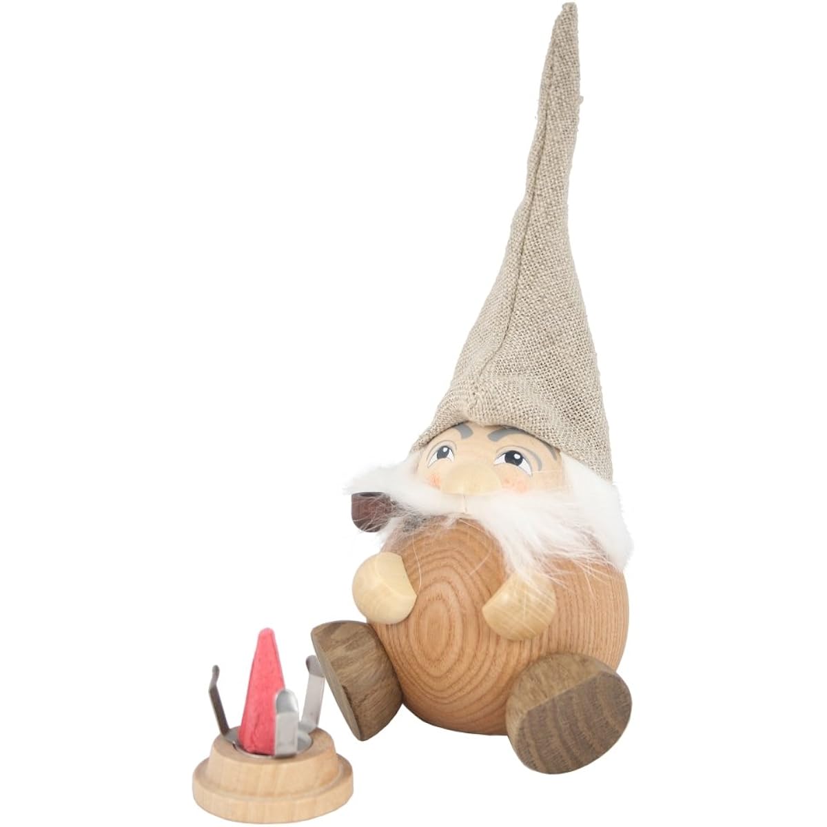 Smoke-emitting figure - forest gnome, natural colour, height 19 cm / 7.5 inches (19 cm), original by Seiffen Folk Art from the Erzgebirge