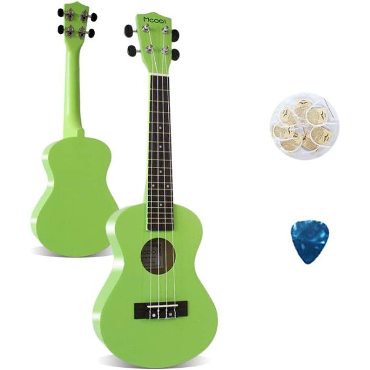 Ukulele Basswood 23 Inch Concert Ukulele Uke Hawaii Kids Guitar Gig Bag Pick and 1 Extra String for Children Students Beginners with Ukulele Bag (Color: Green, Size: 23 inches)