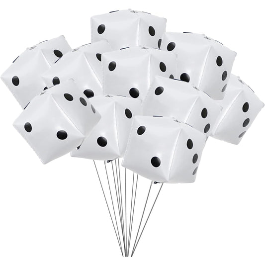 10pcs Cube Foil Balloons 12inch Square Dice Foil Balloons 4D Mylar Balloons Party Decorations Party Supplies White