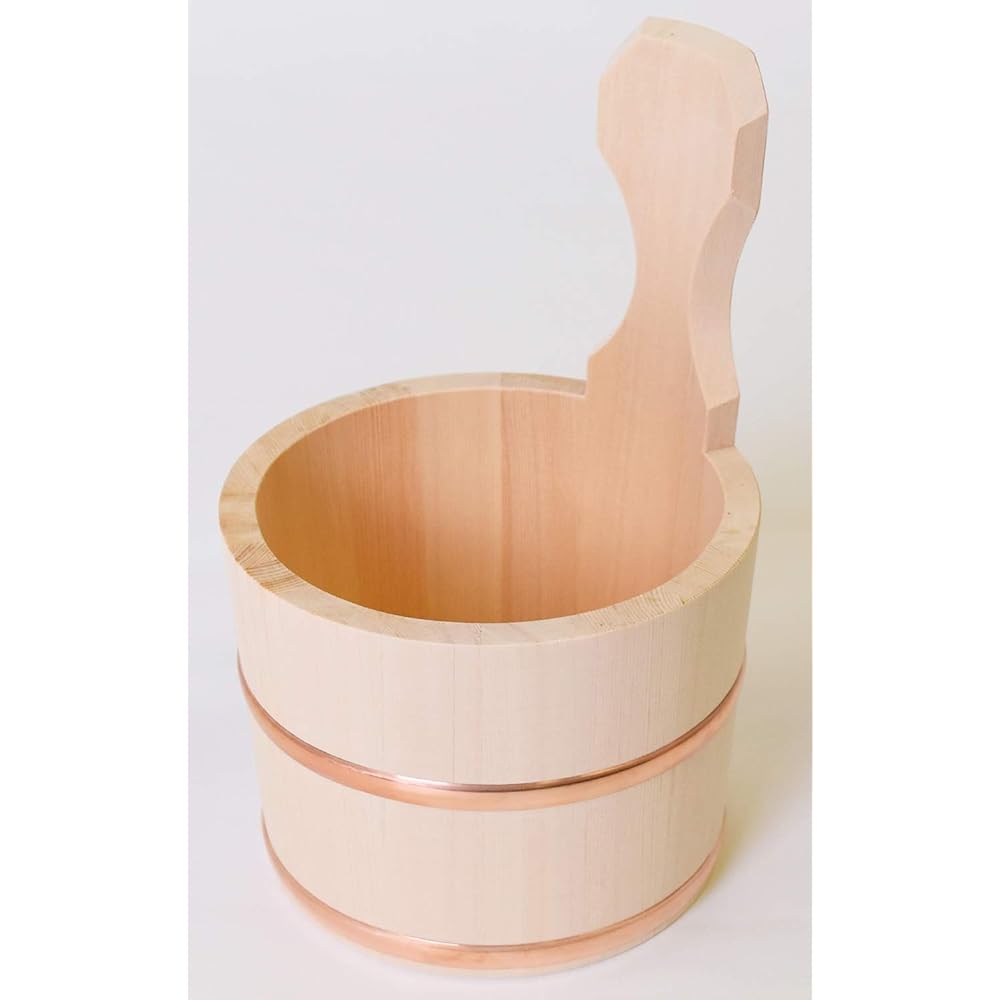 Kiso Crafts Water Bottle Made in Japan Wooden Hinoki Hand Pail Copper Hoop