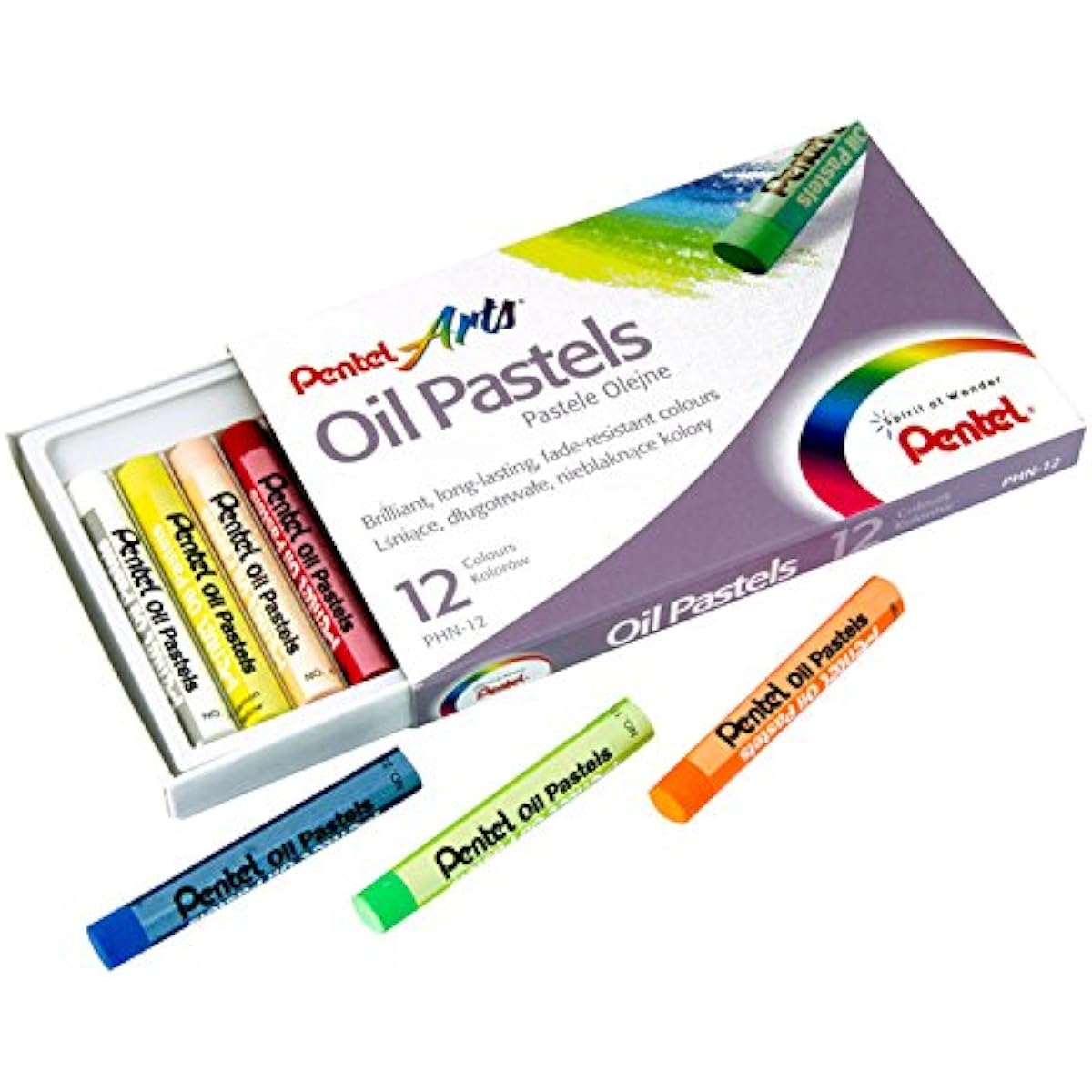 Pentel Arts Oil Pastel Class Pack Vibrant Fade Resistant Colors Long Lasting 36 Pieces (12 Color Pack)