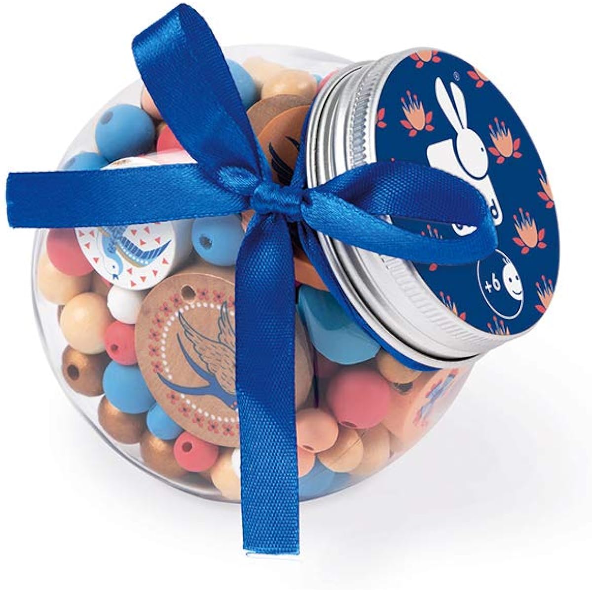 Janod Birdy Swallow 220 Wooden Beads Craft Set - Dexterity and Motor Skills Toy for Ages 6 and Up (J06671)