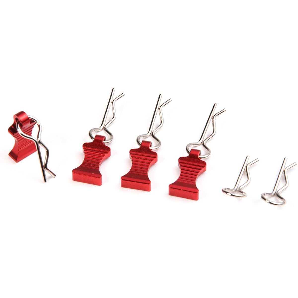 MOHERO Metal RC Body Clip Pins with Pull Tabs for 1/10 Axial SCX10 RC Model Crawler Car Pack of 6 (Red)