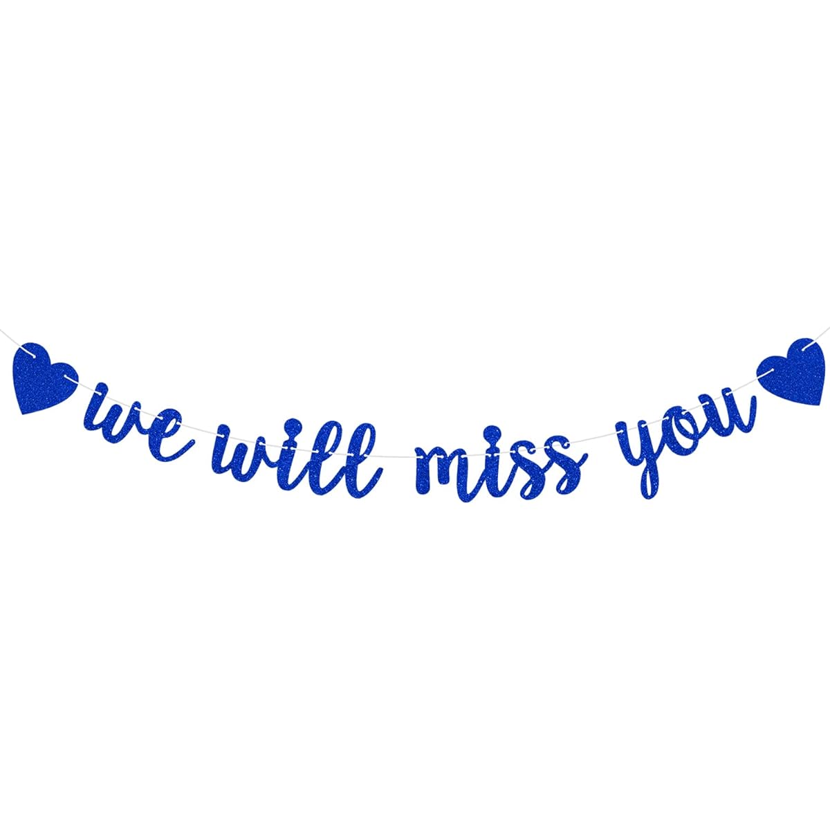 Blue Glitter We Will Miss You Banner Farewell Banner Graduation Retirement Farewell Party Decoration