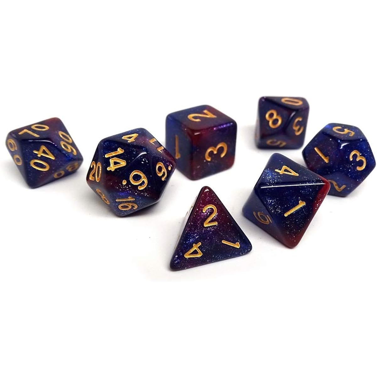 Stardust Plastic Polyhedral Dice Set for Tabletop Games and RPGs (Midnight Purple Stardust)