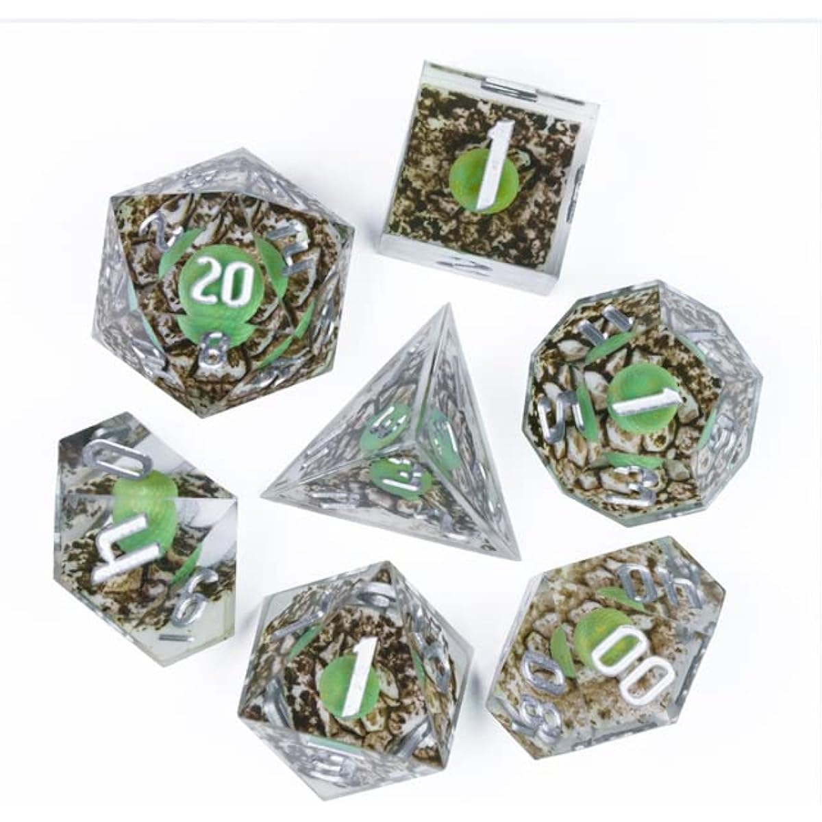 Dragon Egg Sharp DND Dice Set with Leather Dice Box Dungeons & Dragons D&D Sharp Edge D20 Polyhedral Resin Dice Dungeons & Dragons Gift Accessories