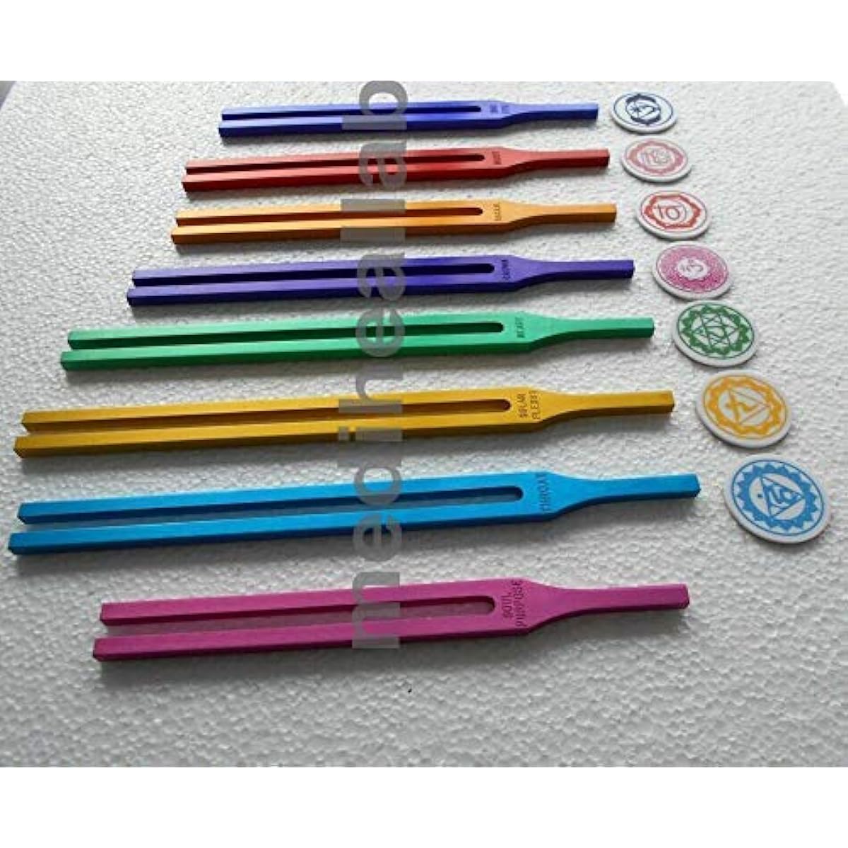 OM Industries 7 Chakra Color Therapy Tuning Fork Chakra Sign + Soul Purpose Free