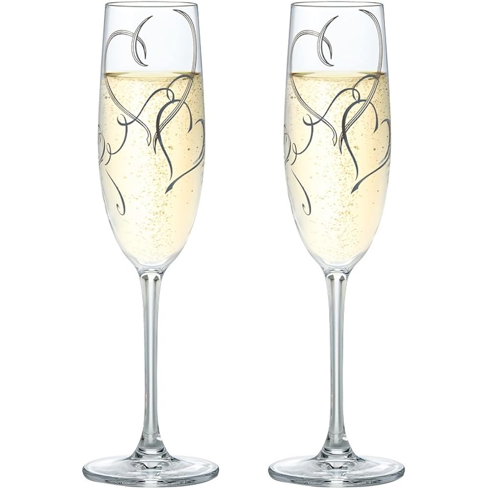 Toyo Sasaki Glass Pair Champagne Glass Silver 170ml Benedile Heart Pattern G453-S101 2 pieces