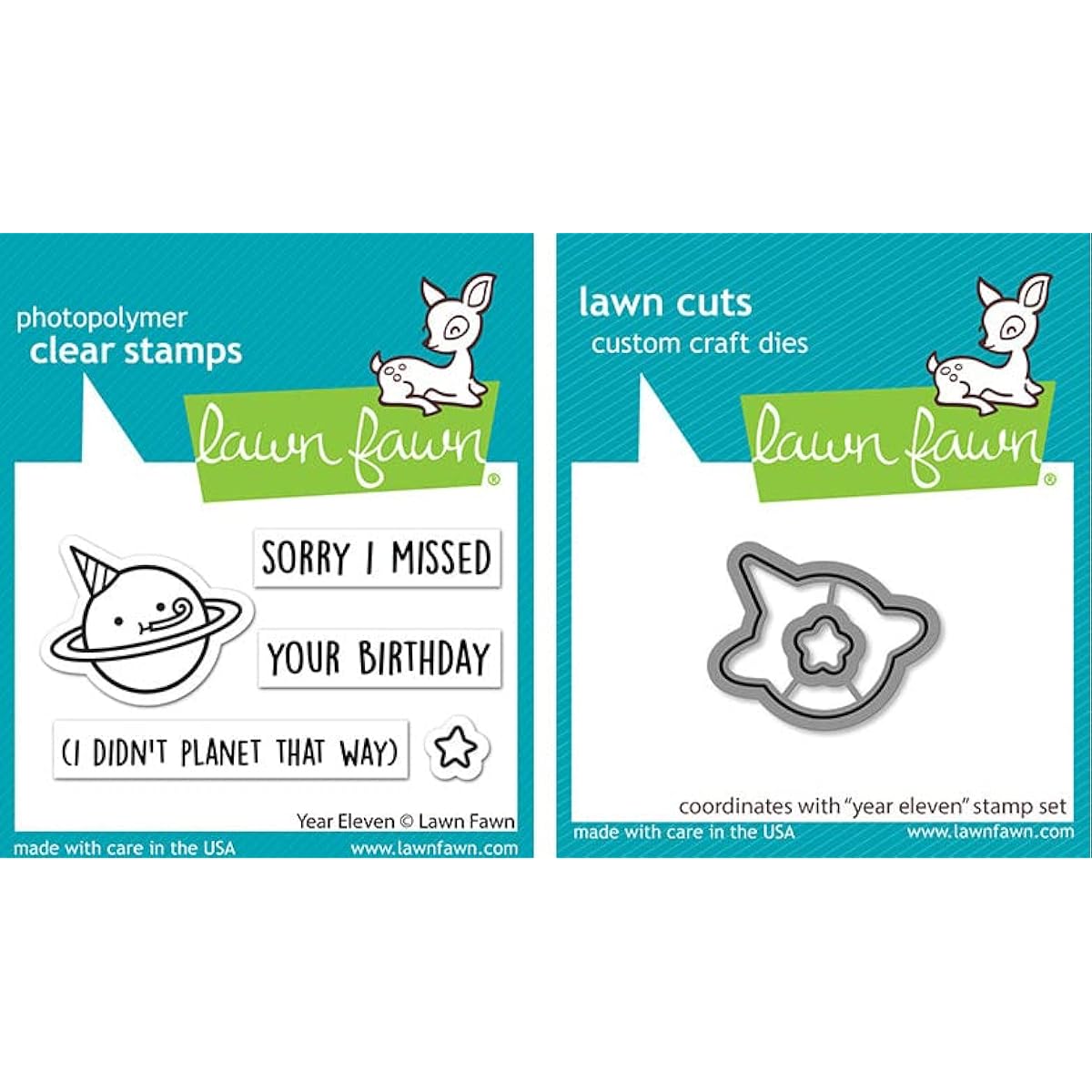 Lawn Fawn - Year 11 - Planet - Stamp Set & Die Set - 2 Item Bundle