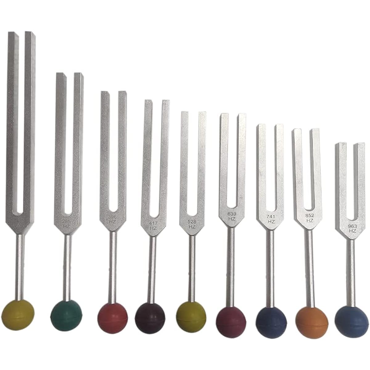 Radical Solfeggio Tuning Fork Set - Perfect for 9 Tuning Forks Chakra Color Rubber Balls and Wooden Hammer Mallets Sound Therapy (174Hz, 285Hz, 396Hz, 417Hz, 528Hz, 639Hz, etc.)