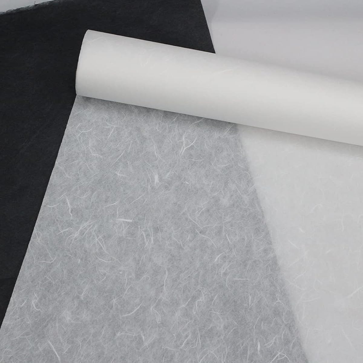Korean Traditional Mulberry Paper Colored Chinese Character Roll Paper Natural Fiber Texture Unryu (White, 10.4" x 780")