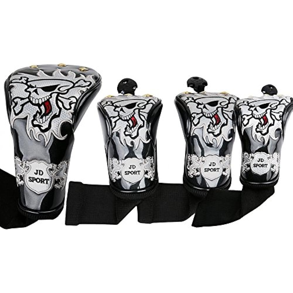 Head cover high quality PU leather driver/wood/utility for UT FW 4-piece set Skull pattern waterproof specification conversion tag included Select Plaza