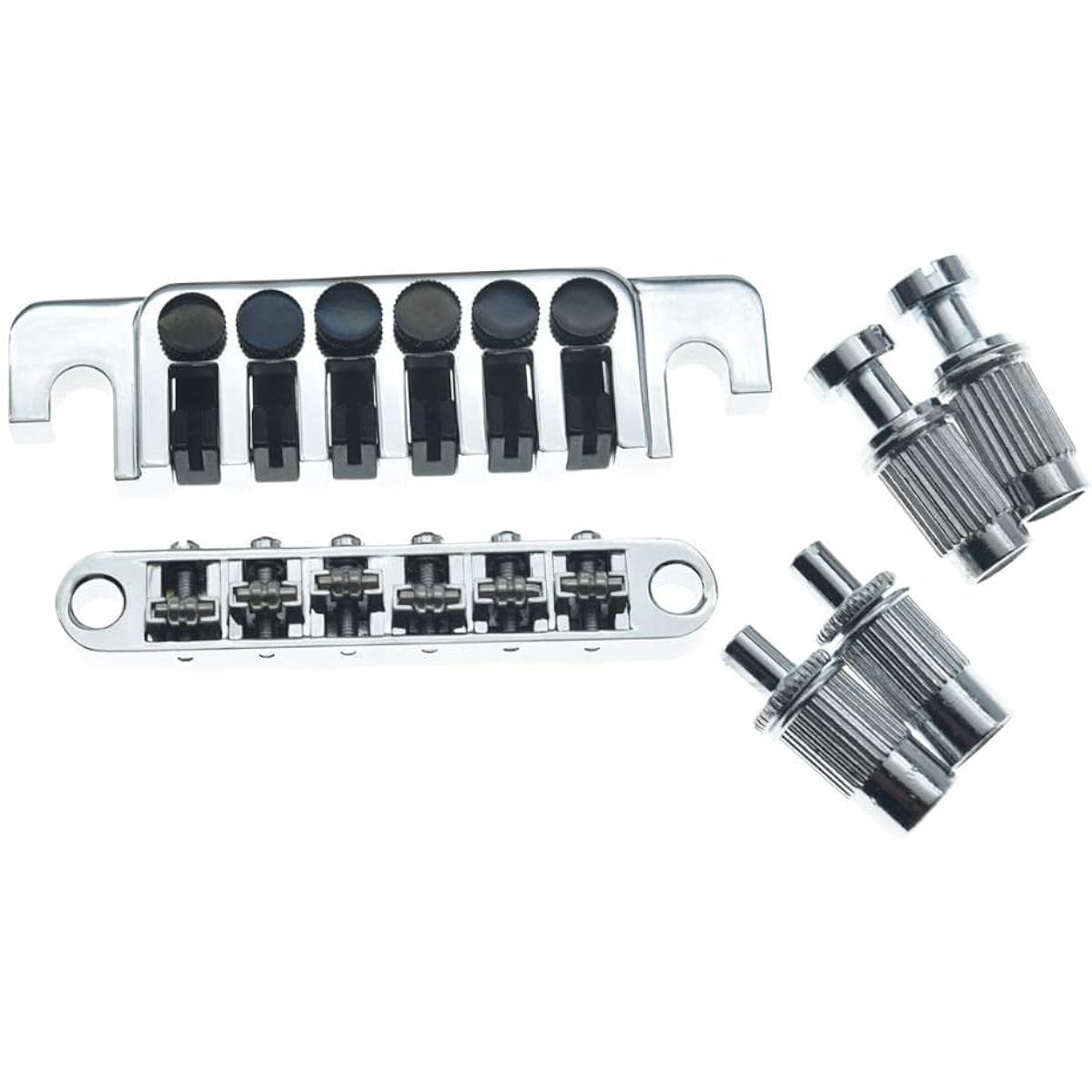KAISH Chrome Guitar Roller Saddle Bridge Tune-O-Matic Bridge TP-6 Style LP Stop Bar/Bridge Tailpiece for Epiphone Les Paul LP/SG/Dot/ES Guitars with M8 Thread Posts