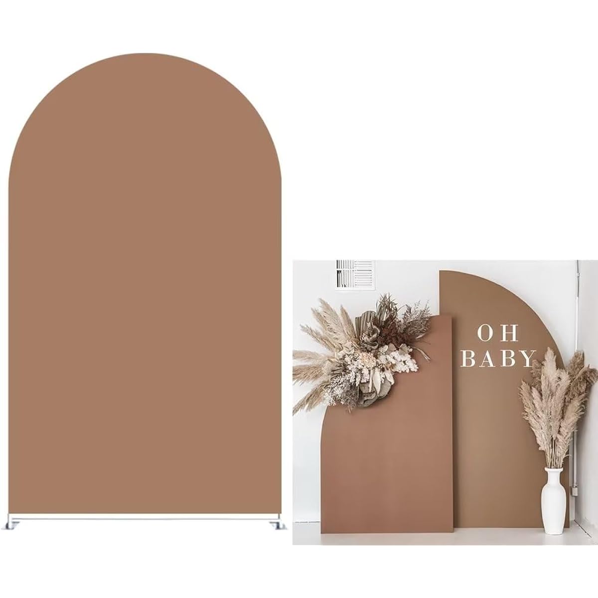 afoloa Pastel Brown Solid Arch Stretch Fabric Cover for Parties, Double Sided Arched Backdrop Cover for Wedding Birthday Party Favors Decorations(3x5ft)